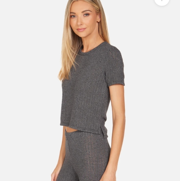 Michael Lauren Clifford Short Sleeve hi/lo Crop top - Picture 4 of 12